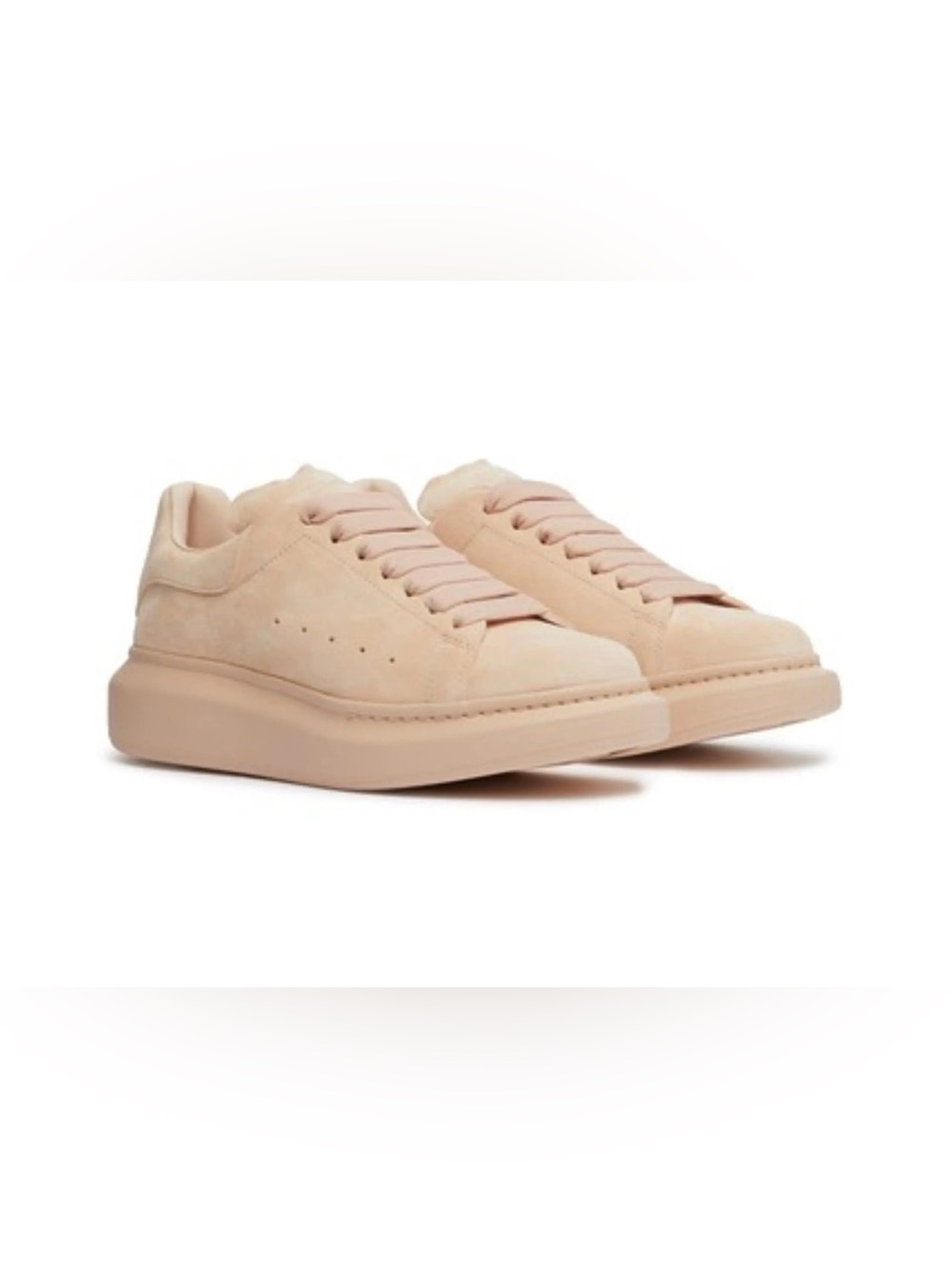 Alexander McQueen Oversized Suede Low-Top Blush Sneakers 39